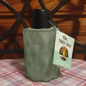 TIKI Green Diamond Glass Table Torch NWT Outdoor Patio Decor